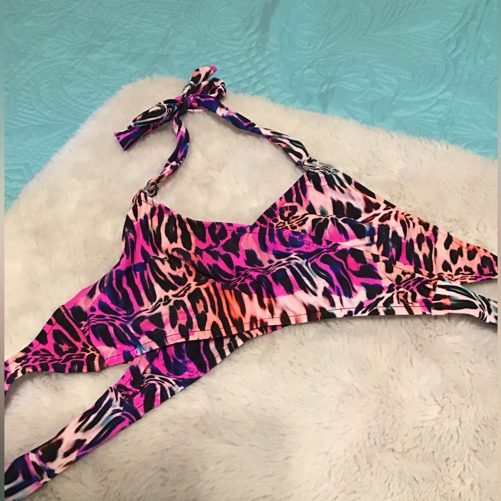 Venus Pink and Black Bikini Wrap Top